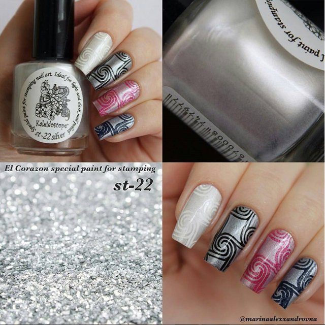 EL Corazon Kaleidoscope Special paint for stamping nail art №st-22 silver